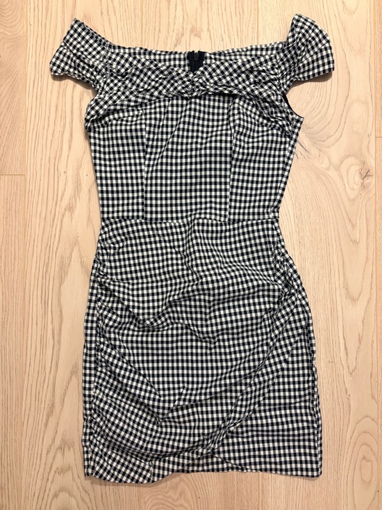 Zara Dresses & Skirts - ZARA Basics Gingham Bardot Mini Dress